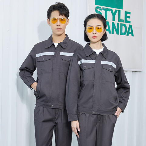 深灰色反光条设计工服套装