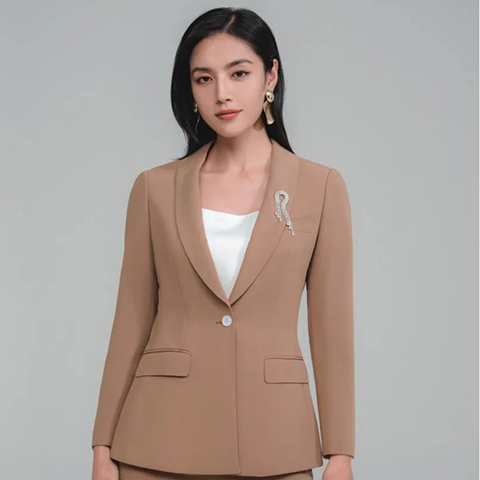 职业女士高端商务气质咖色套装