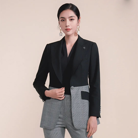 高档时尚拼接款职业女套装
