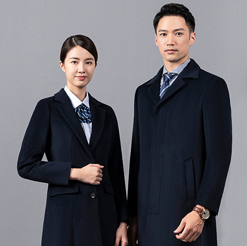 羊毛大衣呢子外套藏青色长款空姐装