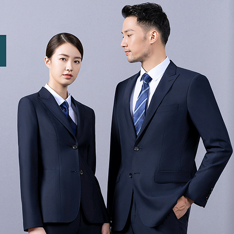 藏青色羊毛西服白领政府工作服外套