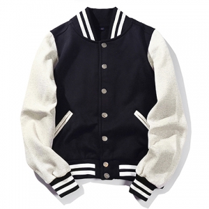 新款黑灰色拼接棒球服定制 