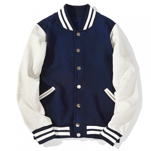 藏蓝色优质棉棒球服定制 