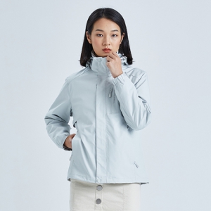砾石灰女款时尚户外冲锋衣定制 