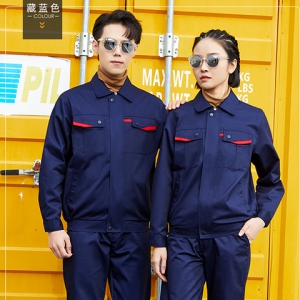 春秋热卖款藏蓝色工作服套装 