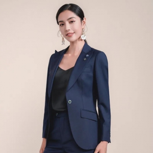 深蓝色千鸟格职业女装套装 