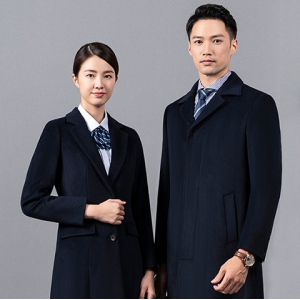 羊毛大衣呢子外套藏青色长款空姐装 