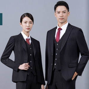 黑色条纹仿毛西装职业装男女外套 