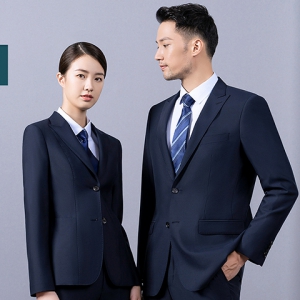藏青色羊毛西服白领政府工作服外套 