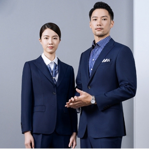 藏青色羊毛西服套装政府银行制服 