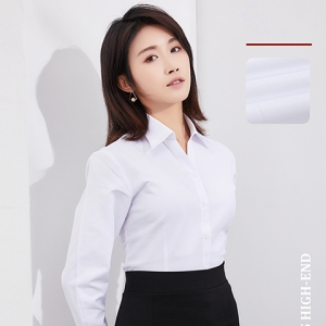 全工艺棉女士V领长袖衬衫 