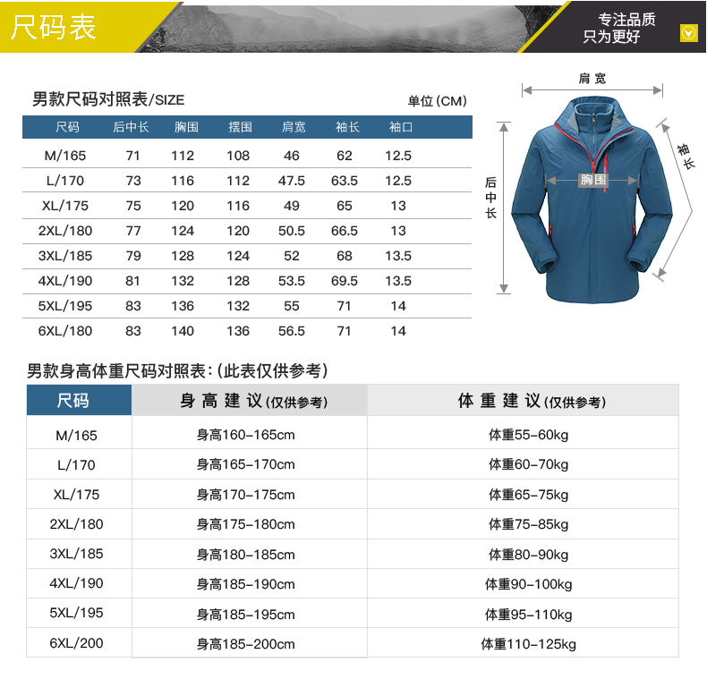 「定制」高档三合一户外冲锋衣男款(图13)