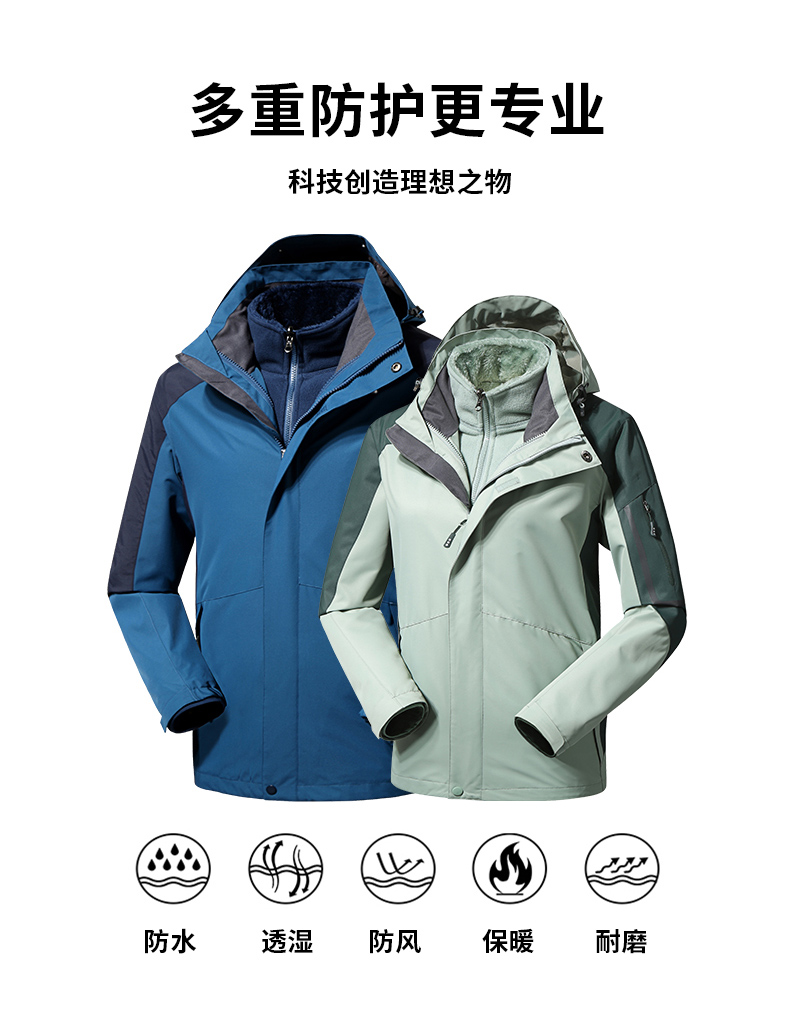 户外三合一冲锋衣团体定制(图3)