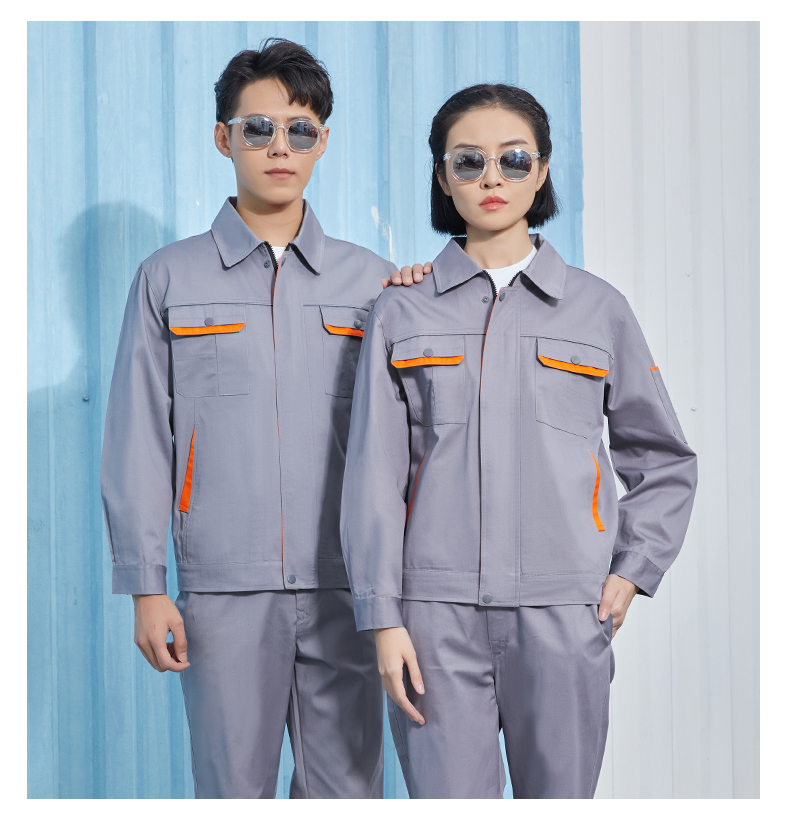 深灰色纯棉加厚工作服套装(图21)