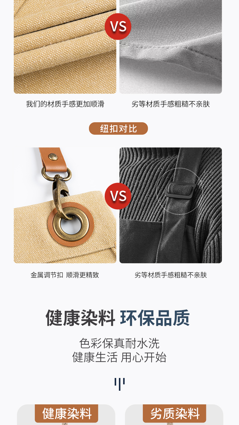 高档皮质肩带帆布围裙定制(图9)