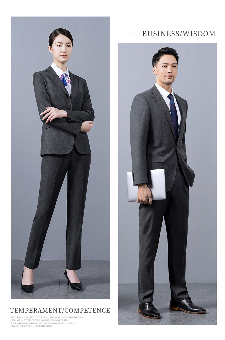 男女西服灰色企业白领高管政府银行工作服(图4)