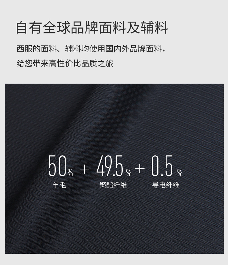 藏青色人字纹羊毛西服职业装男女款(图2)