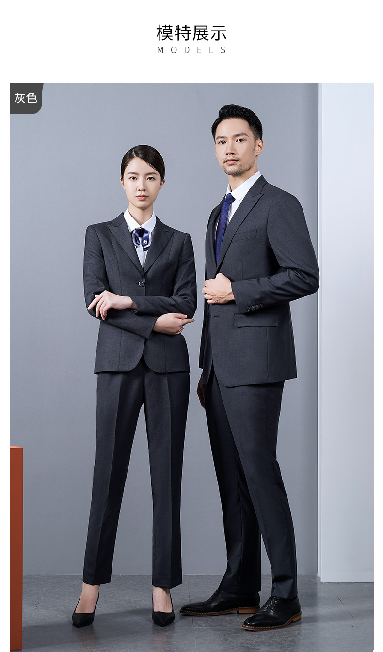 男女70%羊毛外套灰色高级职业装西服(图3)
