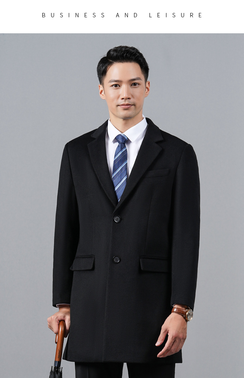 黑色羊毛大衣工作服毛呢大衣(图3)