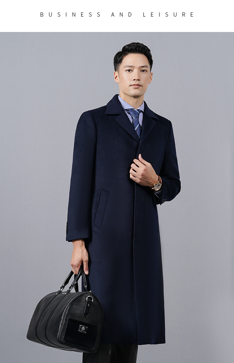 羊毛大衣呢子外套藏青色长款空姐装(图2)