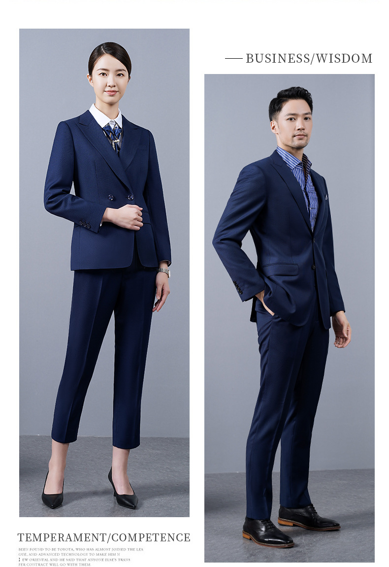 男女款商务西服工作职业装宝蓝色外套(图4)