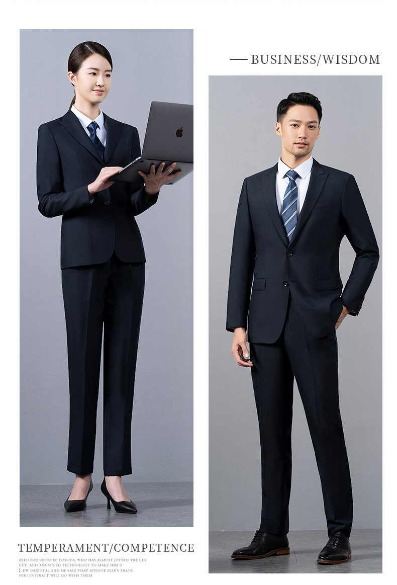 藏青色羊毛西服白领政府工作服外套(图3)