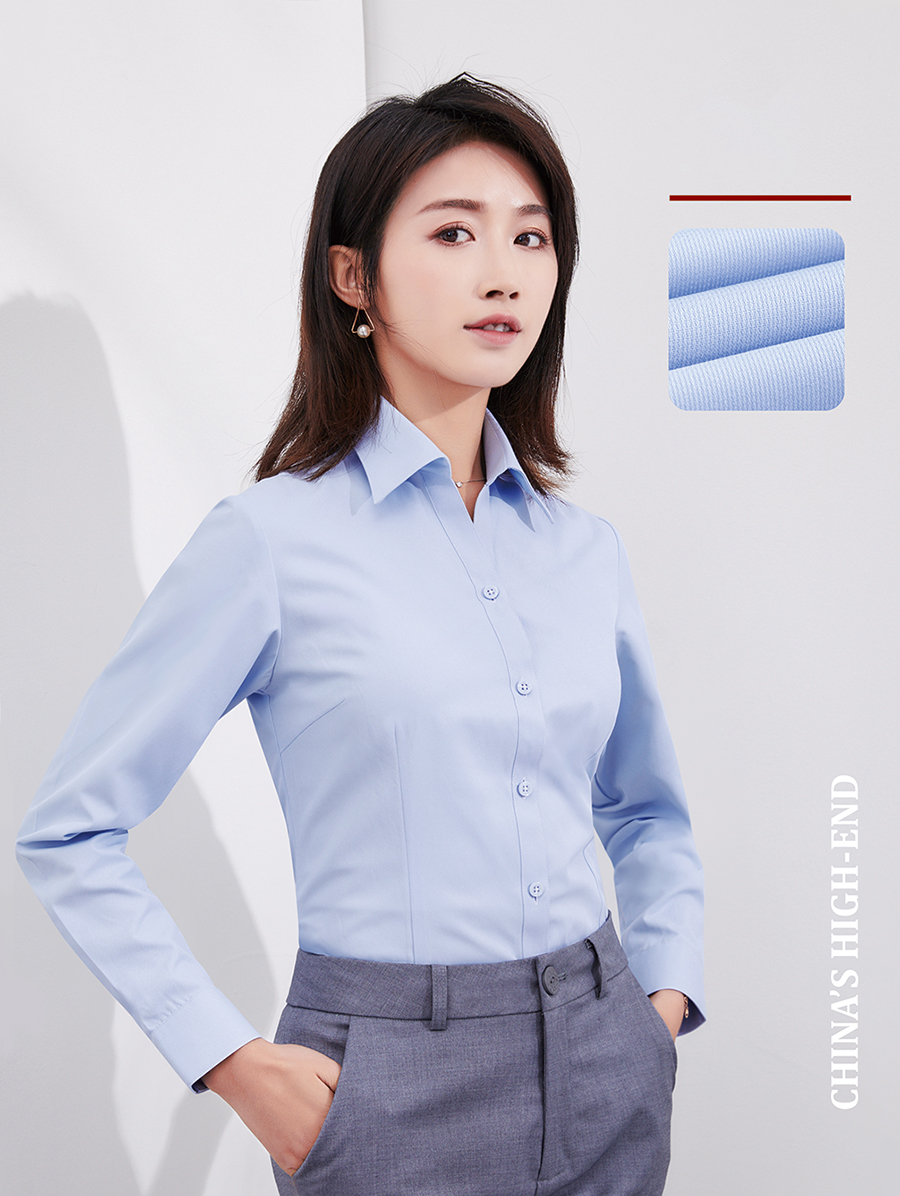 全棉免熨女士长袖衬衫(图1)